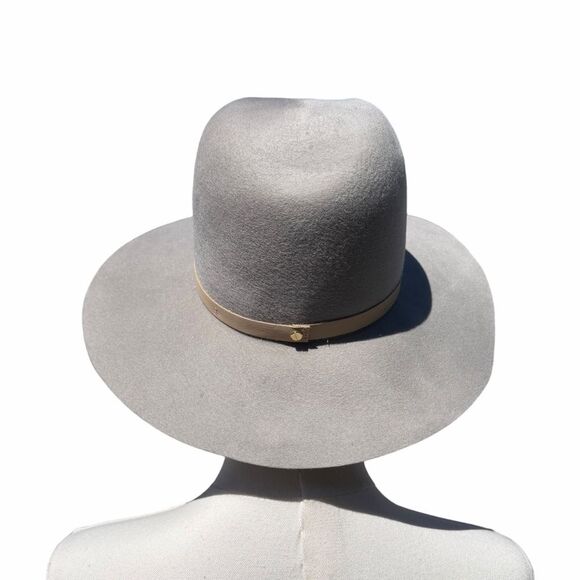 Janessa Leone Drew Wool Fedora Hat Gray Small Wide Brim 3.5” Minimalist Rancher main image 6
